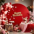 7.2FT Red Round Backdrop Cover with Size Adjuster & 4 Metal Clips, Universal Fit for 5ft-7.2ft Circle Stand