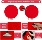 7.2FT Red Round Backdrop Cover with Size Adjuster & 4 Metal Clips, Universal Fit for 5ft-7.2ft Circle Stand, alternate view 3