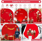 7.2FT Red Round Backdrop Cover with Size Adjuster & 4 Metal Clips, Universal Fit for 5ft-7.2ft Circle Stand, alternate view 4