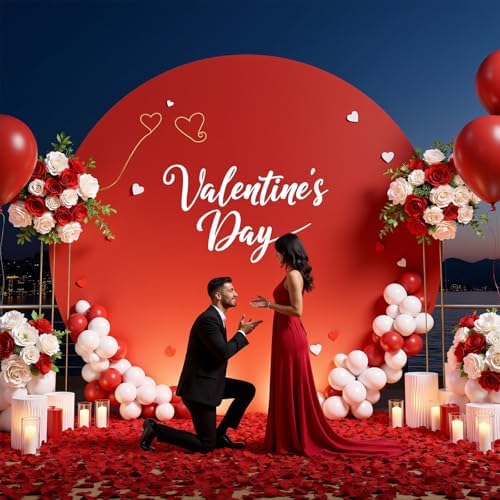 7.2FT Red Round Backdrop Cover with Size Adjuster & 4 Metal Clips, Universal Fit for 5ft-7.2ft Circle Stand, alternate view 5