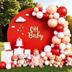 7.2FT Red Round Backdrop Cover with Size Adjuster & 4 Metal Clips, Universal Fit for 5ft-7.2ft Circle Stand, alternate view 6