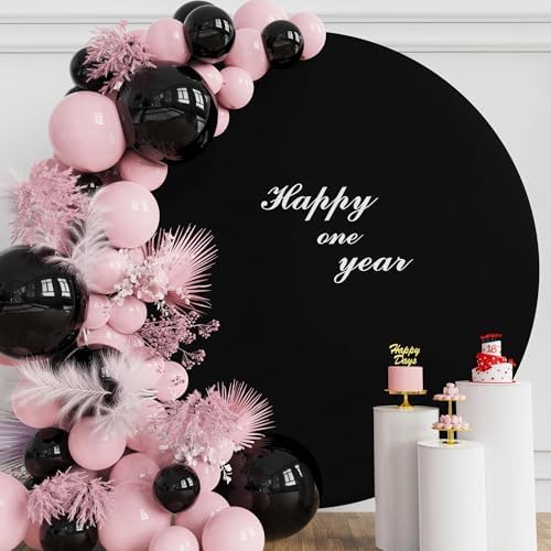 7.2FT Round Backdrop Cover Black Round Arch Covers Backdrop, alternate view 3