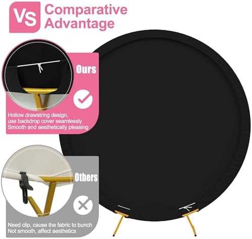 7.2FT Round Backdrop Cover Black Round Arch Covers Backdrop, alternate view 4