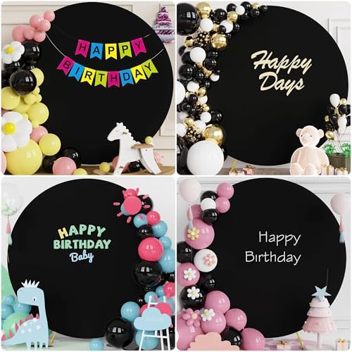 7.2FT Round Backdrop Cover Black Round Arch Covers Backdrop, alternate view 6