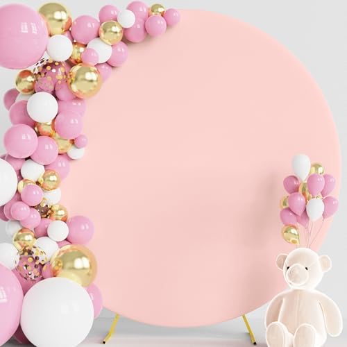 7.2FT Round Backdrop Cover Blushing Pink Round Arch Cover Backdrop