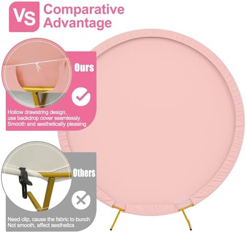 7.2FT Round Backdrop Cover Blushing Pink Round Arch Cover Backdrop, alternate view 3