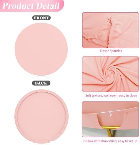 7.2FT Round Backdrop Cover Blushing Pink Round Arch Cover Backdrop, alternate view 5
