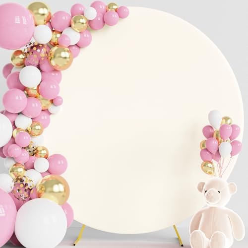 7.2FT Round Backdrop Cover Ivory Round Arch Covers Backdrop
