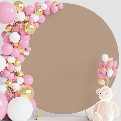 7.2FT Round Backdrop Cover Nude Brown Round Arch Covers Backdrop