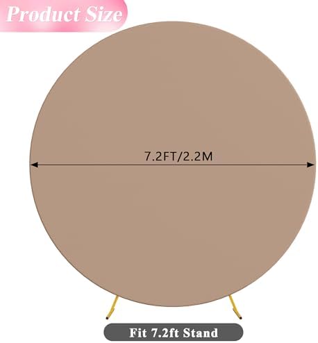 7.2FT Round Backdrop Cover Nude Brown Round Arch Covers Backdrop, alternate view 2