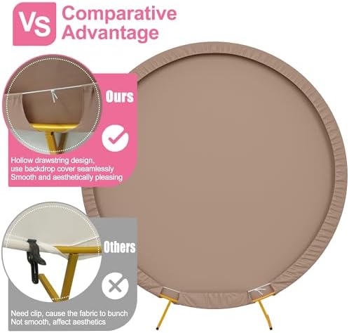 7.2FT Round Backdrop Cover Nude Brown Round Arch Covers Backdrop, alternate view 3