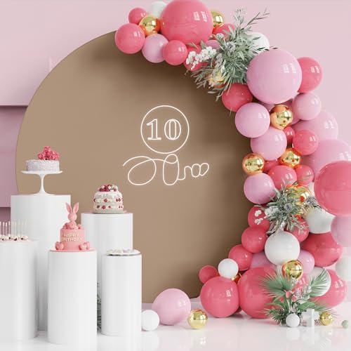 7.2FT Round Backdrop Cover Nude Brown Round Arch Covers Backdrop, alternate view 4