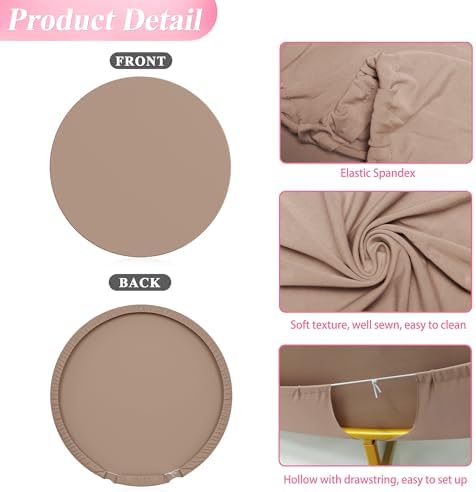 7.2FT Round Backdrop Cover Nude Brown Round Arch Covers Backdrop, alternate view 5