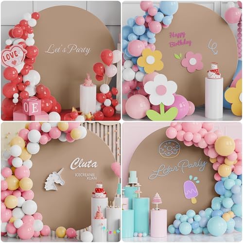 7.2FT Round Backdrop Cover Nude Brown Round Arch Covers Backdrop, alternate view 6