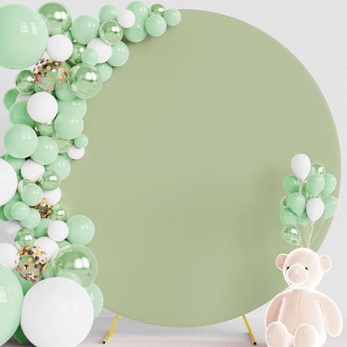 7.2FT Round Backdrop Cover Sage Green Round Arch Covers Backdrop