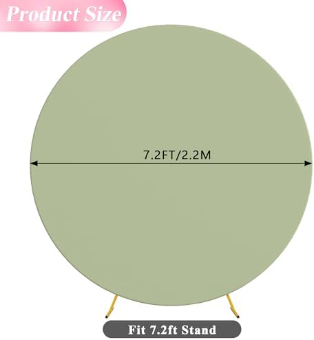7.2FT Round Backdrop Cover Sage Green Round Arch Covers Backdrop, alternate view 2