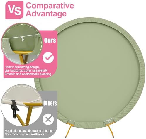 7.2FT Round Backdrop Cover Sage Green Round Arch Covers Backdrop, alternate view 3