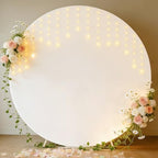 7.2FT Round Backdrop Cover with Lights, Spandex Wrinkle-Resistant Cover with LED Fairy Lights for Circle Arch