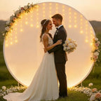 7.2FT Round Backdrop Cover with Lights, Spandex Wrinkle-Resistant Cover with LED Fairy Lights for Circle Arch, alternate view