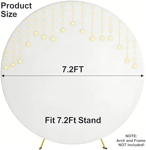 7.2FT Round Backdrop Cover with Lights, Spandex Wrinkle-Resistant Cover with LED Fairy Lights for Circle Arch, alternate view
