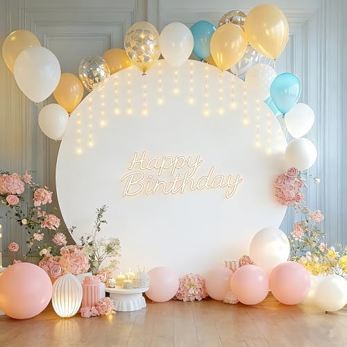 7.2FT Round Backdrop Cover with Lights, Spandex Wrinkle-Resistant Cover with LED Fairy Lights for Circle Arch, alternate view