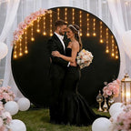 7.2FT Round Backdrop Cover with Lights, Spandex Wrinkle-Resistant Cover with LED Fairy Lights for Circle Arch, alternate view
