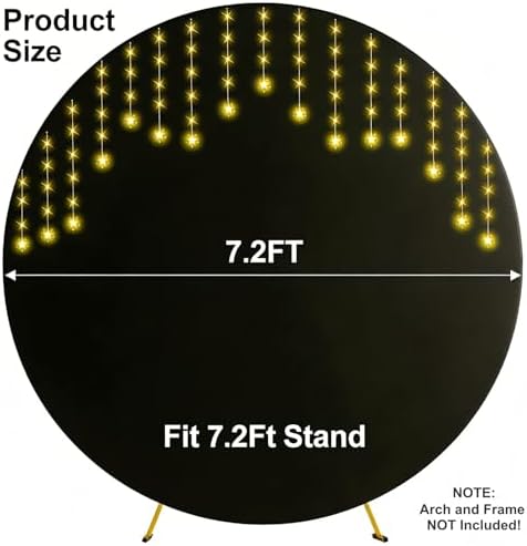 7.2FT Round Backdrop Cover with Lights, Spandex Wrinkle-Resistant Cover with LED Fairy Lights for Circle Arch, alternate view