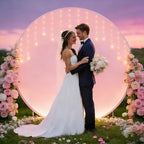7.2FT Round Backdrop Cover with Lights, Spandex Wrinkle-Resistant Cover with LED Fairy Lights for Circle Arch, alternate view