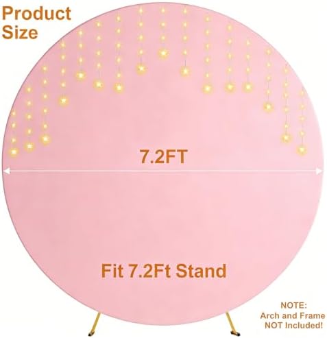 7.2FT Round Backdrop Cover with Lights, Spandex Wrinkle-Resistant Cover with LED Fairy Lights for Circle Arch, alternate view