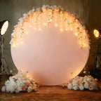 7.2FT Round Backdrop Cover with Lights, Spandex Wrinkle-Resistant Cover with LED Fairy Lights for Circle Arch, alternate view