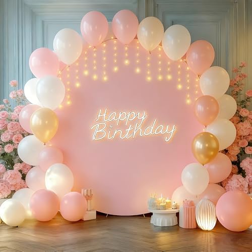7.2FT Round Backdrop Cover with Lights, Spandex Wrinkle-Resistant Cover with LED Fairy Lights for Circle Arch, alternate view