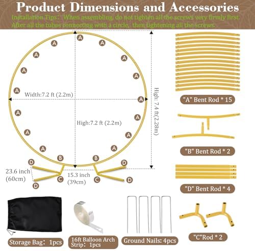 7.2FT Round Balloon Arch Stand for Party Decoration, alternate view 3