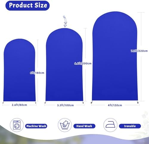7.2FT Royal Blue Arch Backdrop Cover - Polyester Fitted Wedding Arch Stand Covers Round Top Chiara Arch Backdrop, alternate