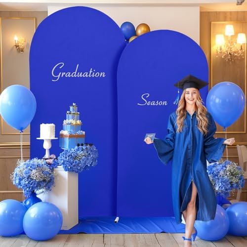 7.2FT Royal Blue Arch Backdrop Cover - Polyester Fitted Wedding Arch Stand Covers Round Top Chiara Arch Backdrop, alternate