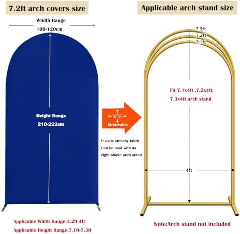 7.2FT Royal Blue Spandex Arch Backdrop (No Stand) in 7.2FT in Royal Blue, alternate view 3