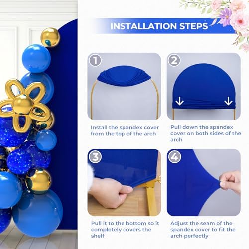 7.2Ft Royal Blue Wedding Arch Backdrop Cover for Party Deco in 7.2 FT in Royal Blue, alternate view 6