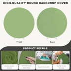 7.2FT Sage Green Round Backdrop Cover with Size Adjuster & 4 Metal Clips, Universal Fit for 5ft-7.2ft Circle, alternate view