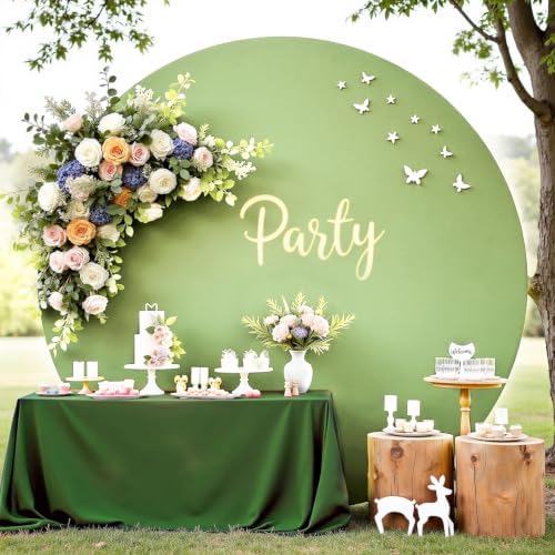 7.2FT Sage Green Round Backdrop Cover with Size Adjuster & 4 Metal Clips, Universal Fit for 5ft-7.2ft Circle, alternate view