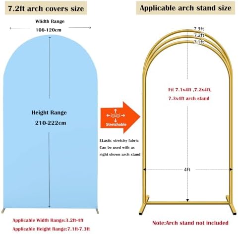 7.2FT Spandex Arch Backdrop Cover (Baby Blue) in 7.2FT in Baby Blue, alternate view 3