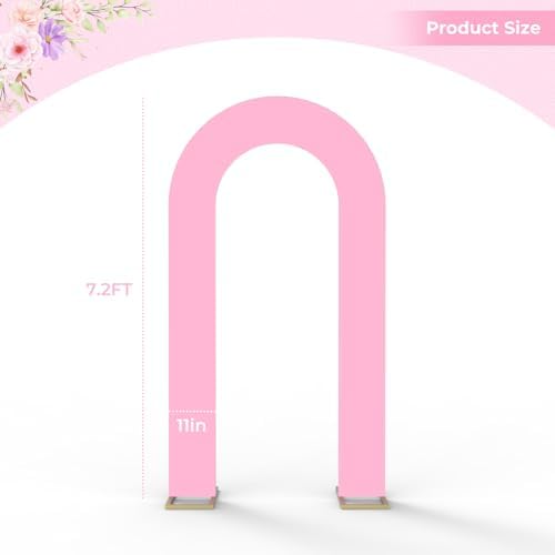7.2FT Spandex Open Arch Backdrop Cover for Party, Light Pink in 7.2 feet x [Width Not Stated] in Light Pink, alternate view 3