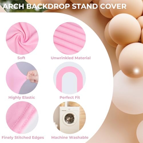 7.2FT Spandex Open Arch Backdrop Cover for Party, Light Pink in 7.2 feet x [Width Not Stated] in Light Pink, alternate view 5