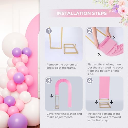 7.2FT Spandex Open Arch Backdrop Cover for Party, Light Pink in 7.2 feet x [Width Not Stated] in Light Pink, alternate view 6