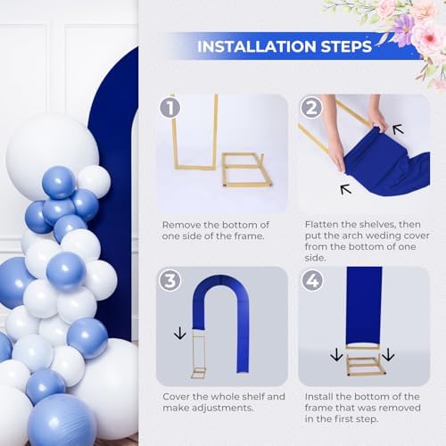 7.2FT Spandex Open Arch Backdrop Cover for Party, Royal Blue in 7.2 feet in Royal Blue, alternate view 6