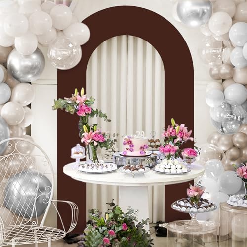 7.2FT Spandex Open Arch Backdrop Cover for Party Wedding, Brown in 7.2 feet in Brown, alternate view 4