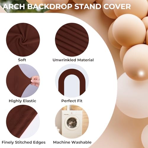 7.2FT Spandex Open Arch Backdrop Cover for Party Wedding, Brown in 7.2 feet in Brown, alternate view 5