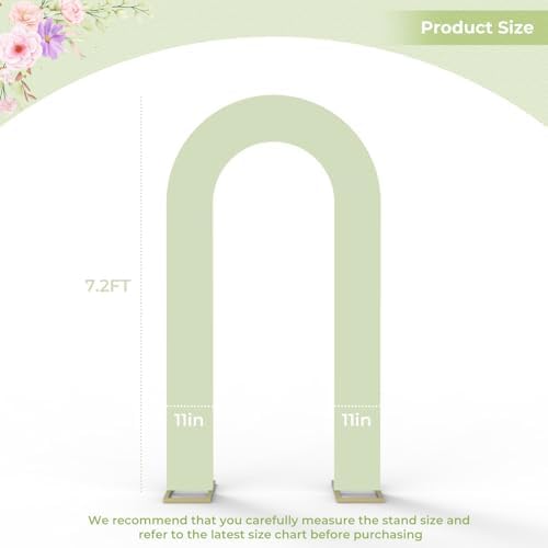 7.2FT Spandex Open Arch Backdrop Cover for Party Wedding, Green in 7.2 feet x 7 feet in Green, alternate view 3