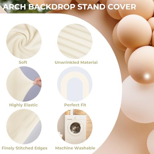 7.2FT Spandex Open Arch Backdrop Cover for Party Wedding, Ivory in 7.2 feet x [Width Not Stated] in Iovry, alternate view 5