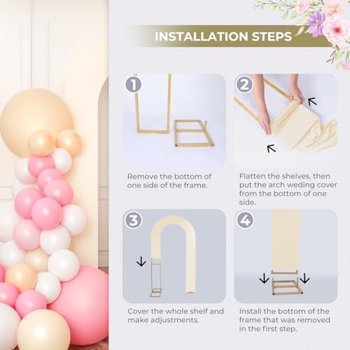 7.2FT Spandex Open Arch Backdrop Cover for Party Wedding, Ivory in 7.2 feet x [Width Not Stated] in Iovry, alternate view 6
