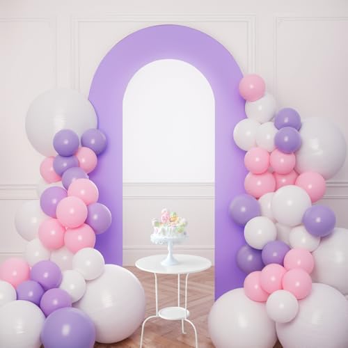 7.2FT Spandex Open Arch Backdrop Cover for Party Wedding, Purple in 7.2' x 7.2' in Purple