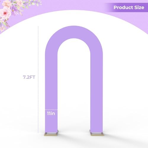7.2FT Spandex Open Arch Backdrop Cover for Party Wedding, Purple in 7.2' x 7.2' in Purple, alternate view 3